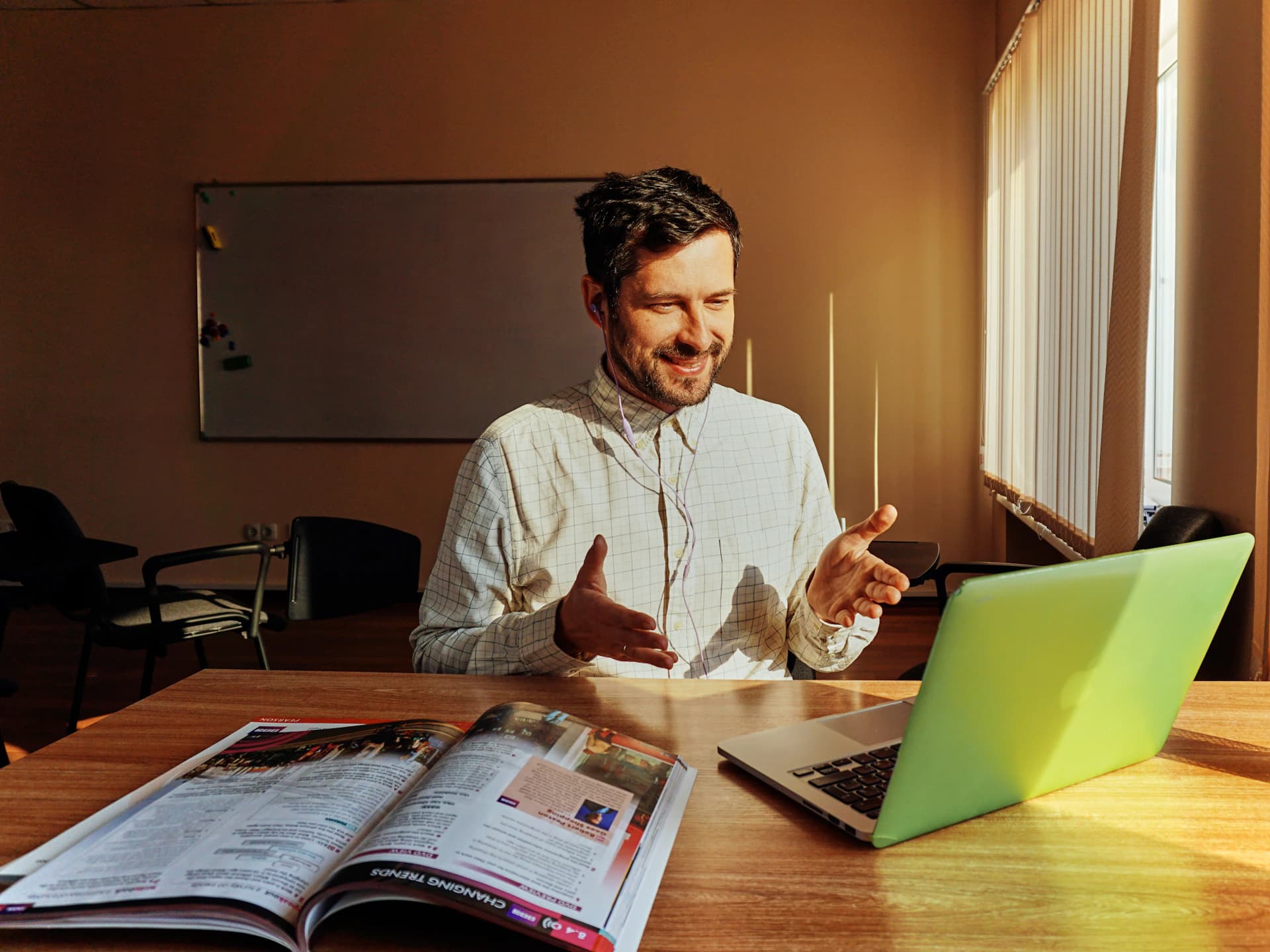 Teacher in online lesson