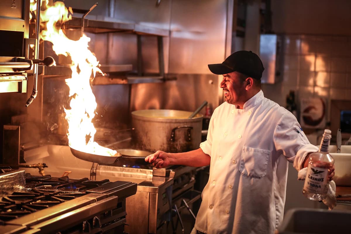 LSCAHM chefs at work in a professional kitchen