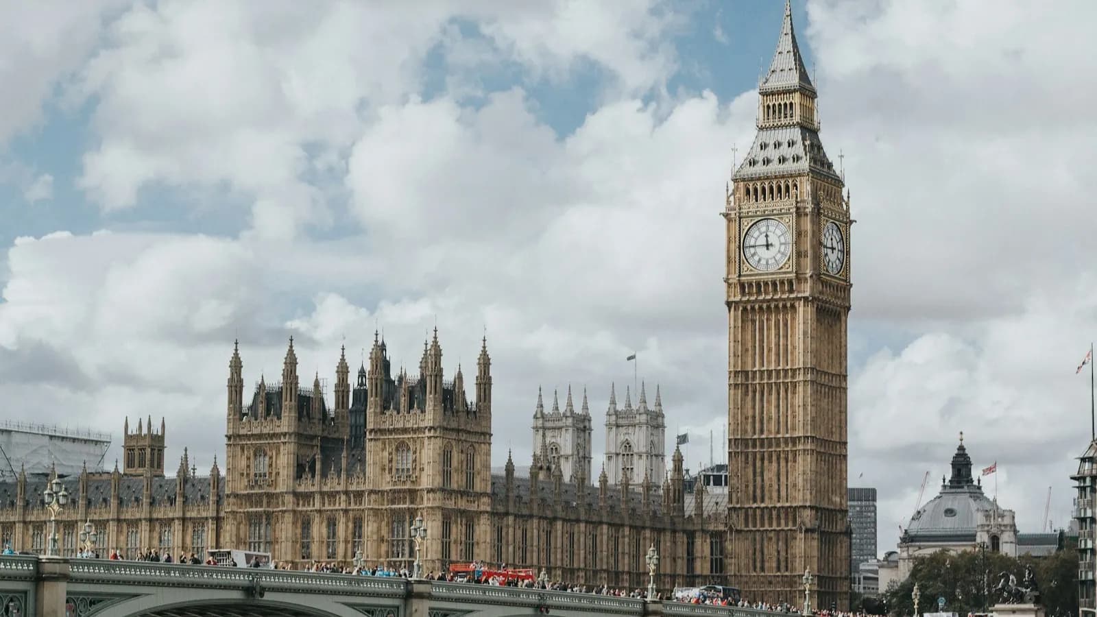 Big Ben and the Palace of Westminster seen from Westminster Bridge, London